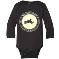 Boston Massachusetts Retro Baby Long Sleeve Bodysuit