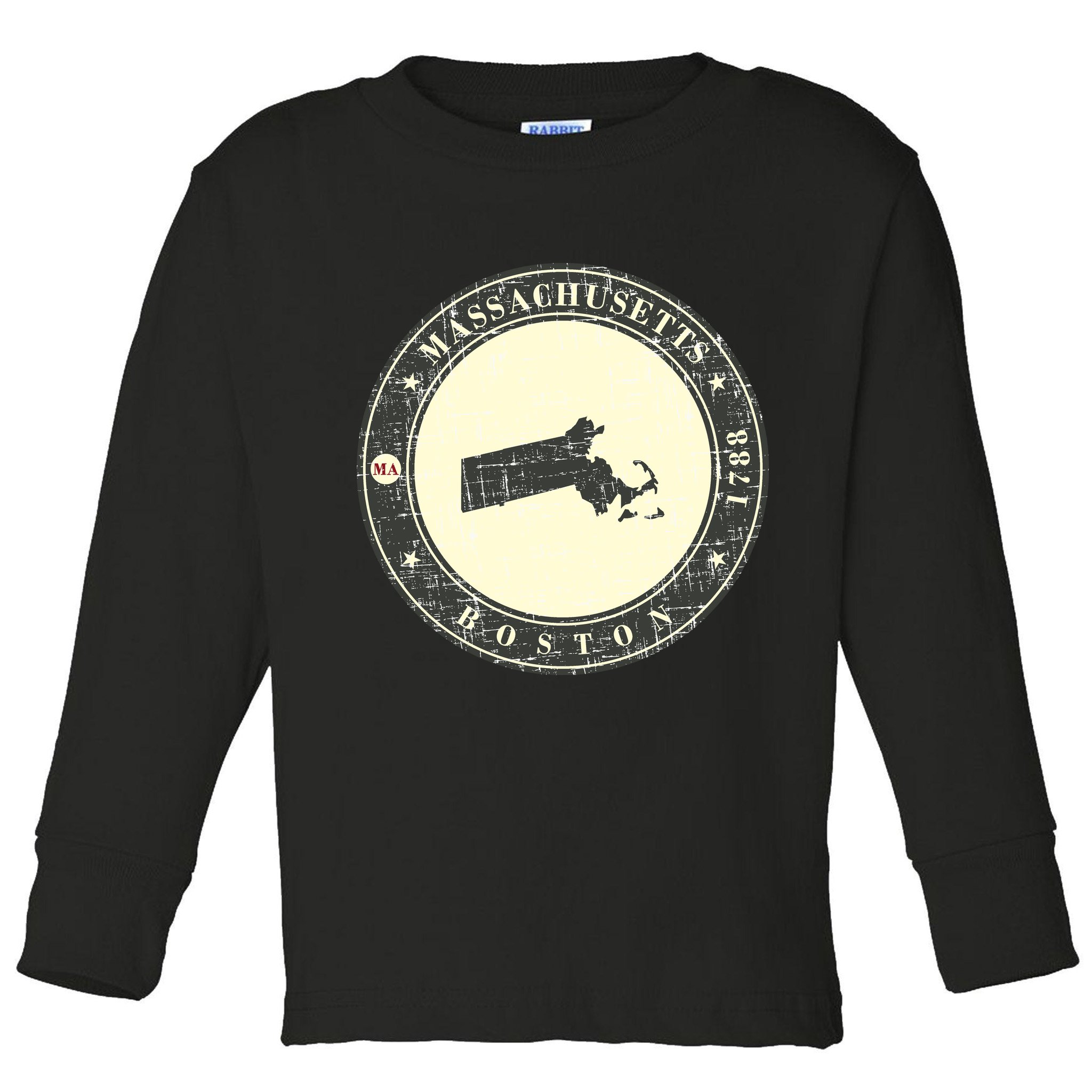 Boston Massachusetts Retro Toddler Long Sleeve Shirt