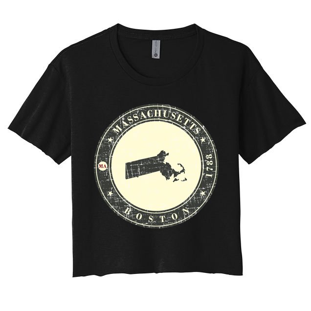 Boston Massachusetts Retro Crop Top