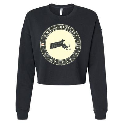 Boston Massachusetts Retro Cropped Pullover Crew