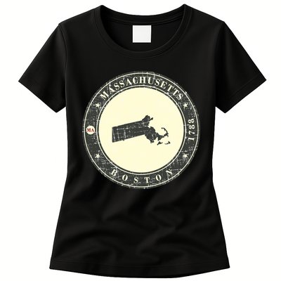 Boston Massachusetts Retro Womens T-Shirt