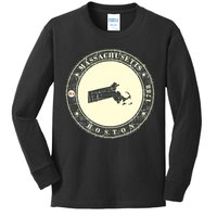 Boston Massachusetts Retro Kids Long Sleeve Shirt