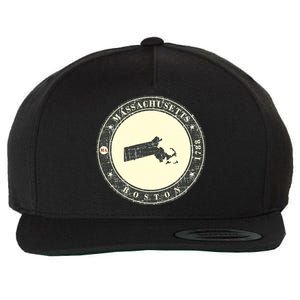 Boston Massachusetts Retro Wool Snapback Cap