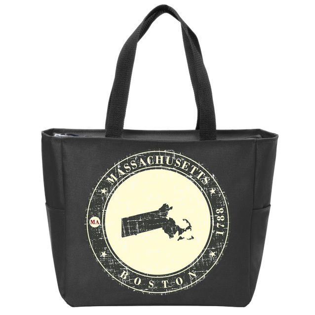 Boston Massachusetts Retro Zip Tote Bag