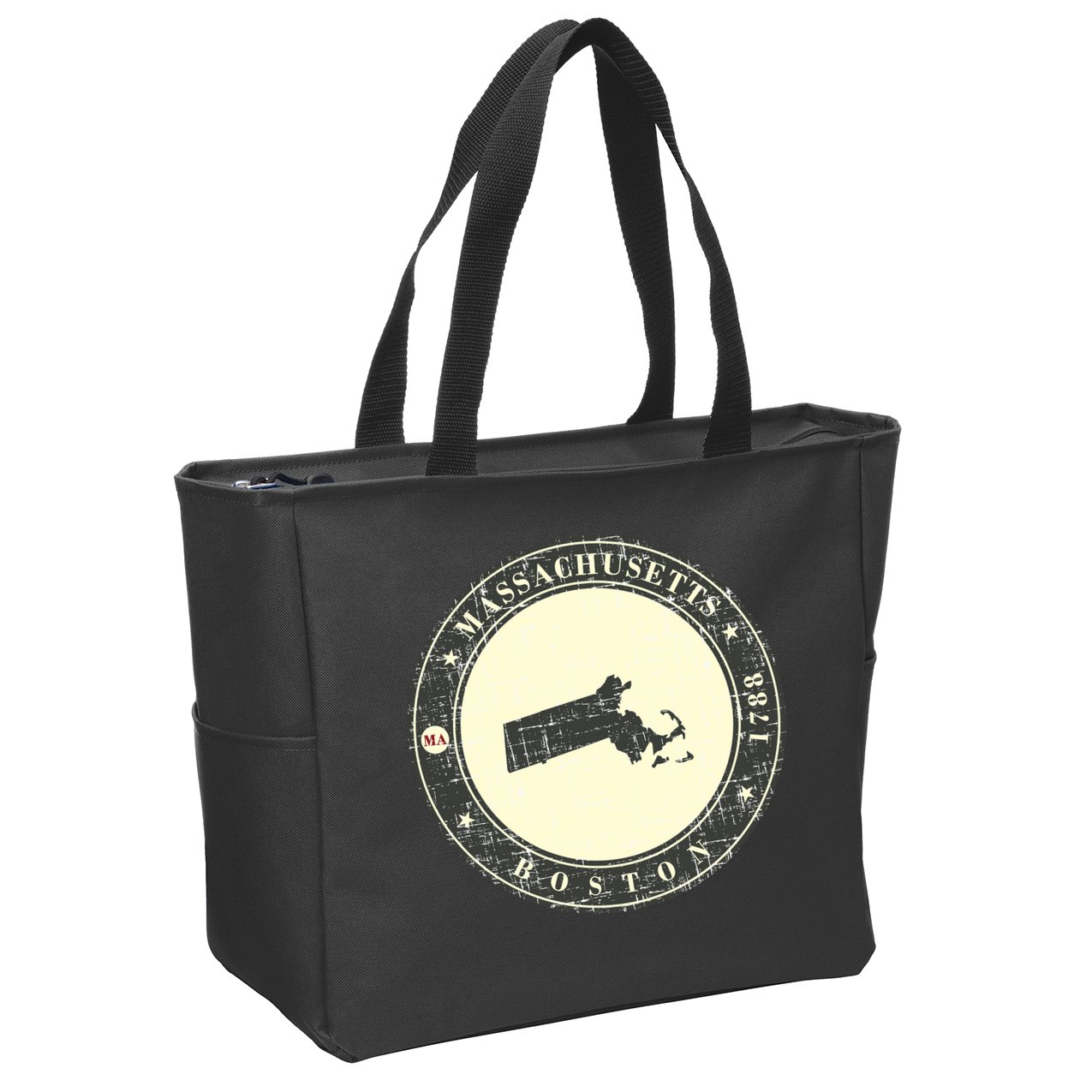 Boston Massachusetts Retro Zip Tote Bag