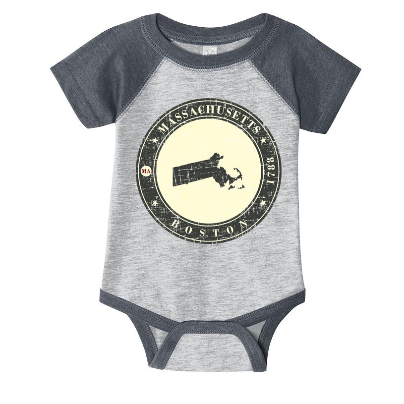 Boston Massachusetts Retro Infant Baby Jersey Bodysuit