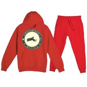 Boston Massachusetts Retro Premium Hooded Sweatsuit Set