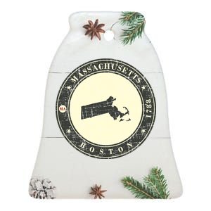 Boston Massachusetts Retro Ceramic Bell Ornament