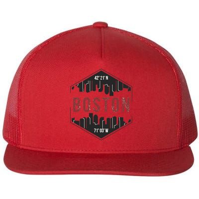 Boston Skyline Flat Bill Trucker Hat