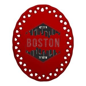 Boston Skyline Ceramic Oval Ornament