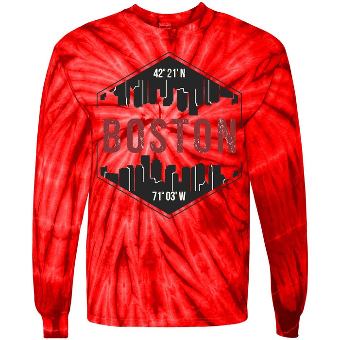 Boston Skyline Tie-Dye Long Sleeve Shirt