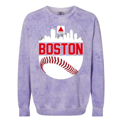 Boston Skyline Fenway Baseball Sports Logo Colorblast Crewneck Sweatshirt