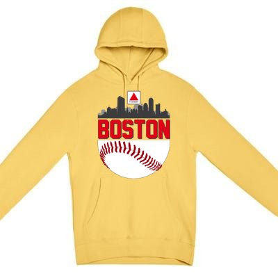 Boston Skyline Fenway Baseball Sports Logo Premium Pullover Hoodie