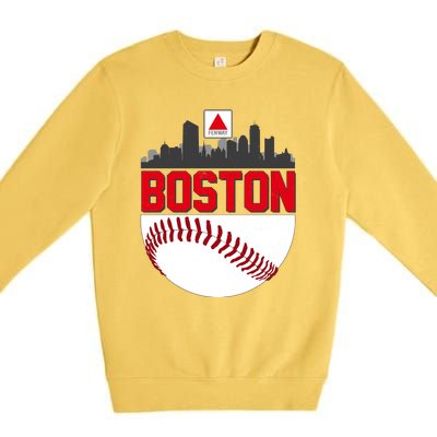 Boston Skyline Fenway Baseball Sports Logo Premium Crewneck Sweatshirt