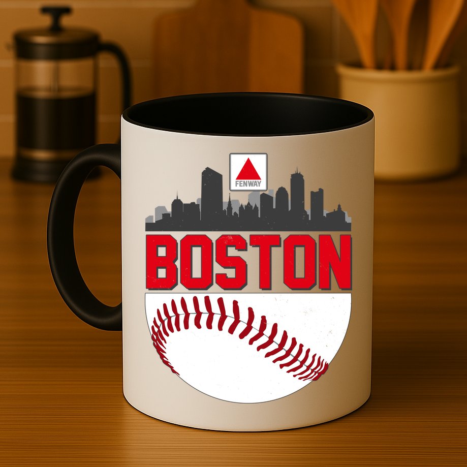 Boston Skyline Fenway Baseball Sports Logo Mug