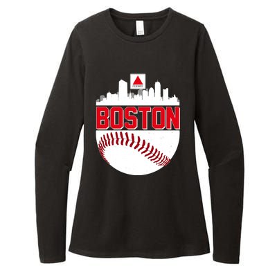 Boston Skyline Fenway Baseball Sports Logo Womens CVC Long Sleeve Shirt