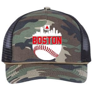 Boston Skyline Fenway Baseball Sports Logo Retro Rope Trucker Hat Cap