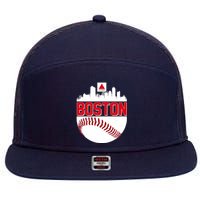 Boston Skyline Fenway Baseball Sports Logo 7 Panel Mesh Trucker Snapback Hat