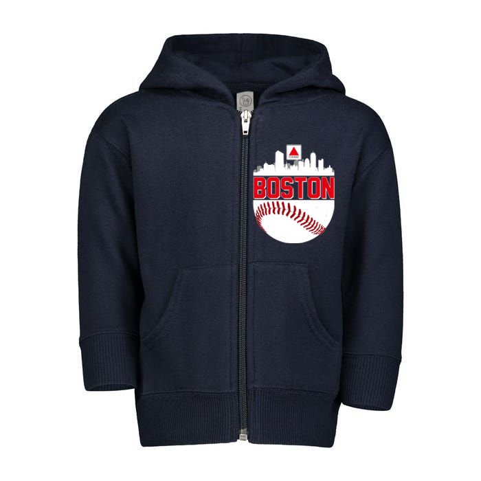 Boston Skyline Fenway Baseball Sports Logo Toddler Zip Fleece Hoodie