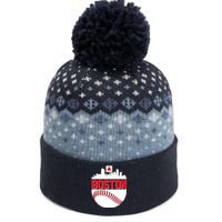 Boston Skyline Fenway Baseball Sports Logo The Baniff Cuffed Pom Beanie