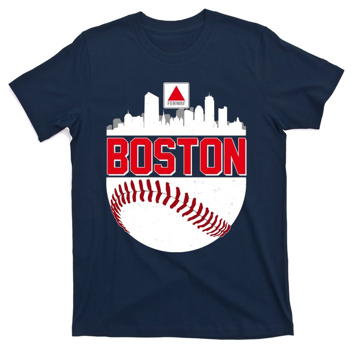 Boston Skyline Fenway Baseball Sports Logo T-Shirt