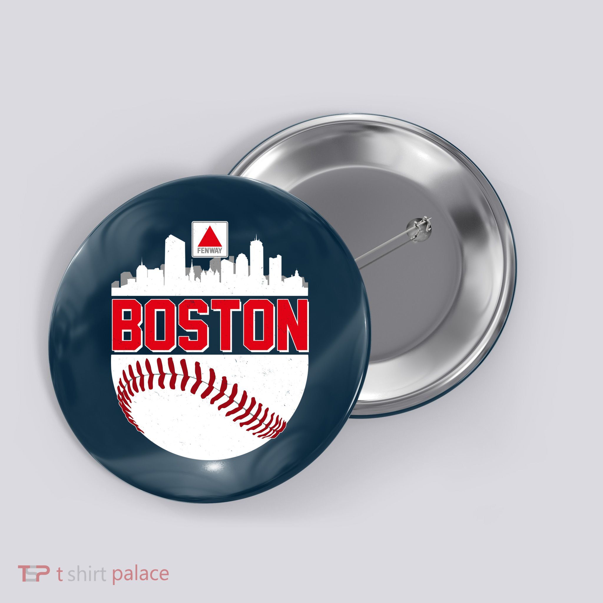 Boston Skyline Fenway Baseball Sports Logo Button