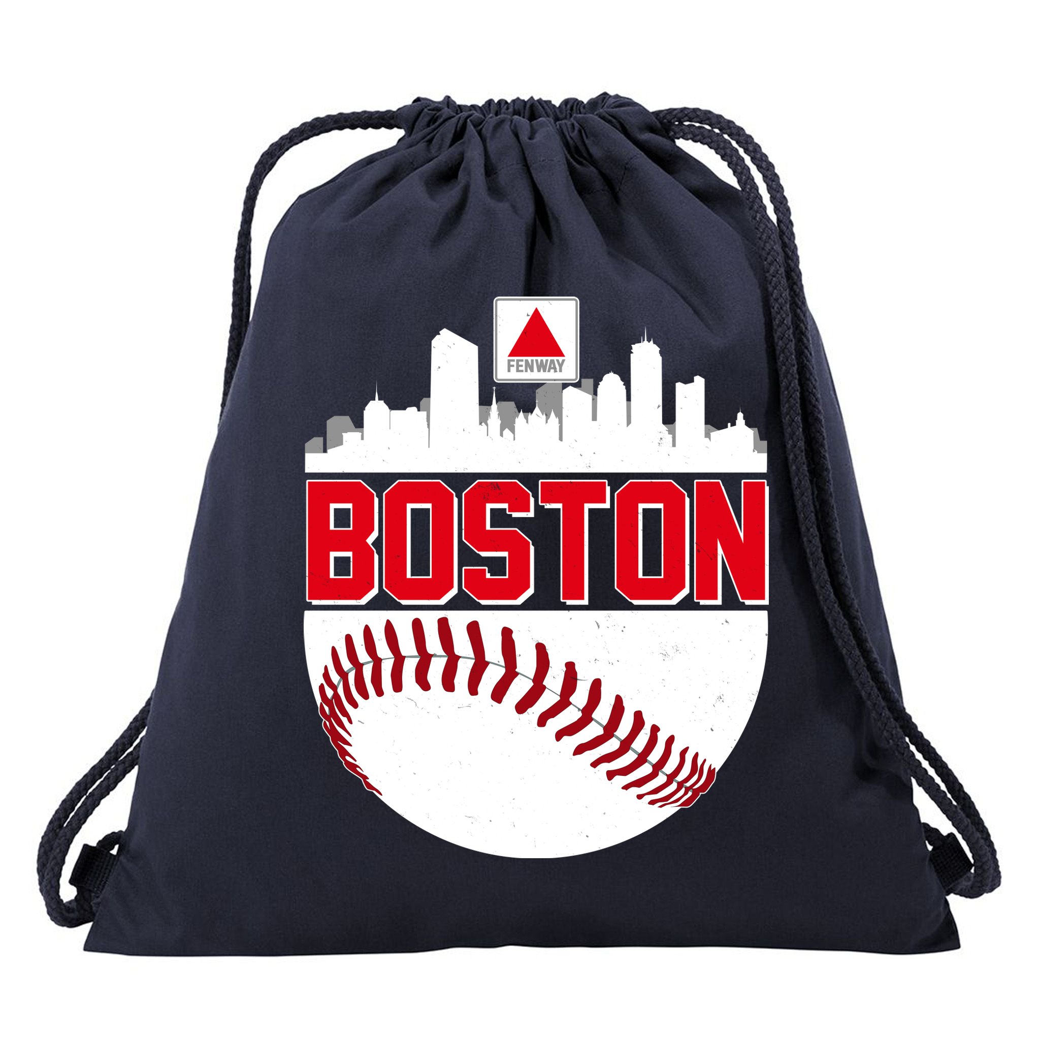 Boston Skyline Fenway Baseball Sports Logo Drawstring Bag