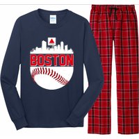 Boston Skyline Fenway Baseball Sports Logo Long Sleeve Pajama Set