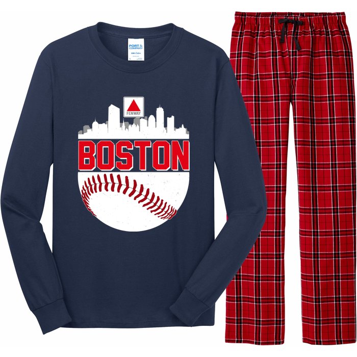 Boston Skyline Fenway Baseball Sports Logo Long Sleeve Pajama Set