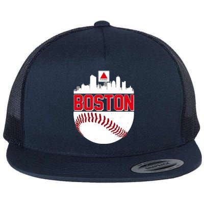 Boston Skyline Fenway Baseball Sports Logo Flat Bill Trucker Hat