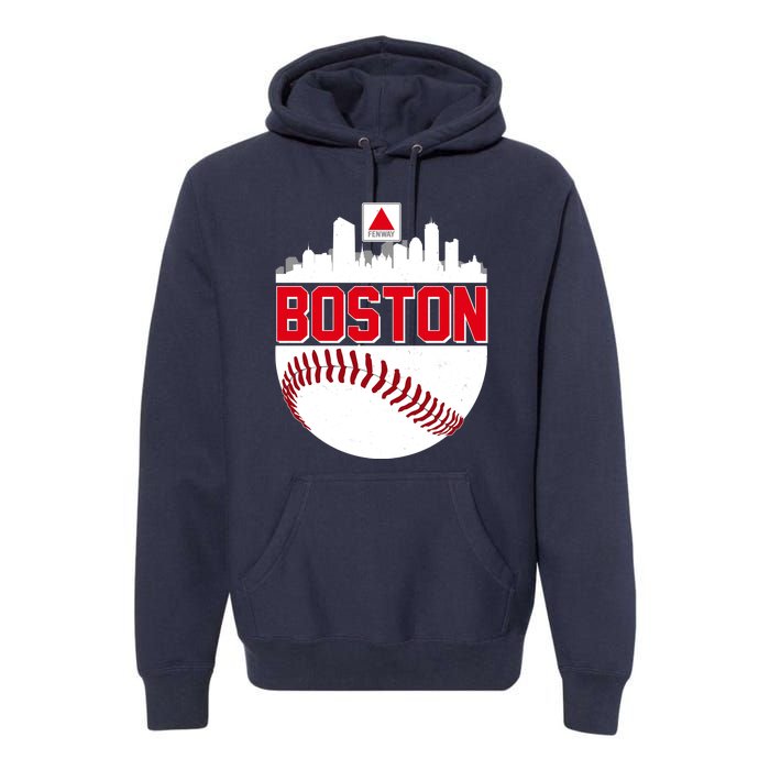 Boston Skyline Fenway Baseball Sports Logo Premium Hoodie