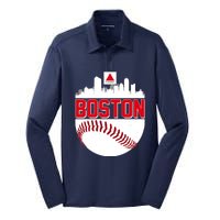 Boston Skyline Fenway Baseball Sports Logo Silk Touch Performance Long Sleeve Polo