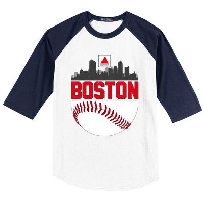 Boston Skyline Fenway Baseball Sports Logo Baseball Sleeve Shirt