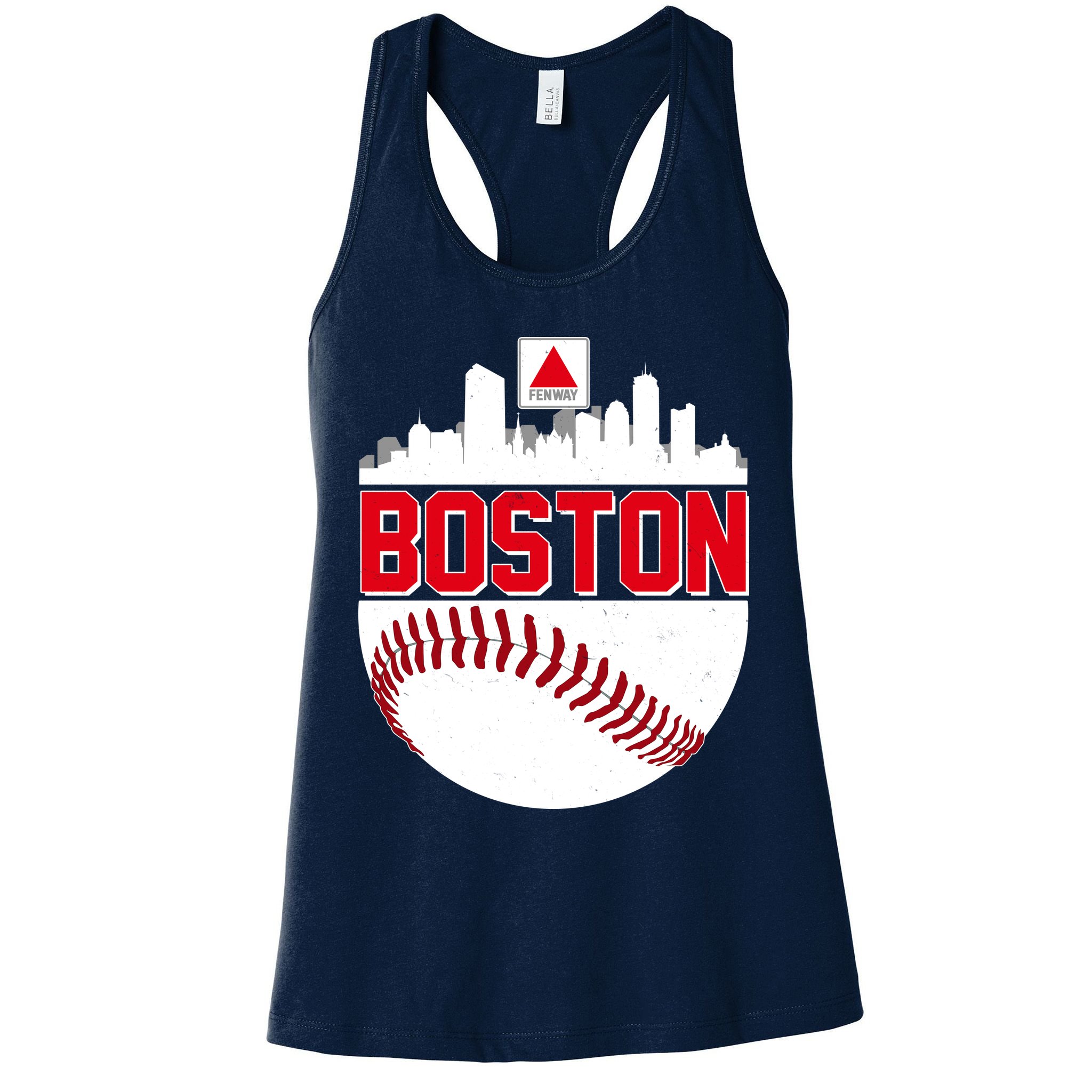 Boston Skyline Fenway Baseball Sports Logo Womens Tank Top