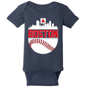 Boston Skyline Fenway Baseball Sports Logo Baby Bodysuit