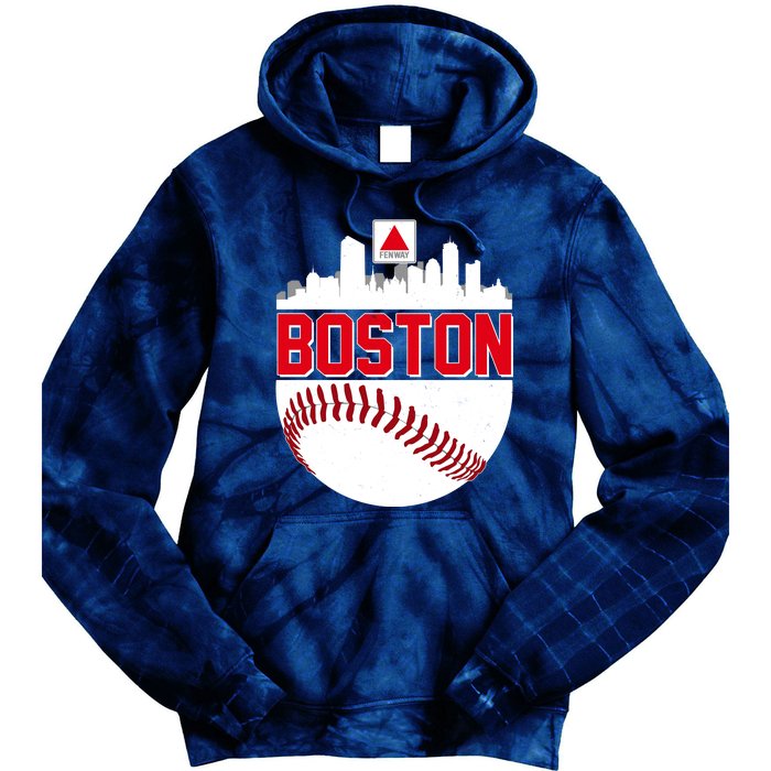 Boston Skyline Fenway Baseball Sports Logo Tie Dye Hoodie