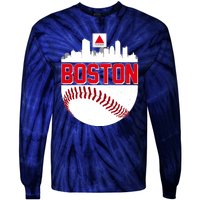 Boston Skyline Fenway Baseball Sports Logo Tie-Dye Long Sleeve Shirt