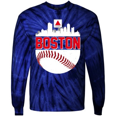 Boston Skyline Fenway Baseball Sports Logo Tie-Dye Long Sleeve Shirt