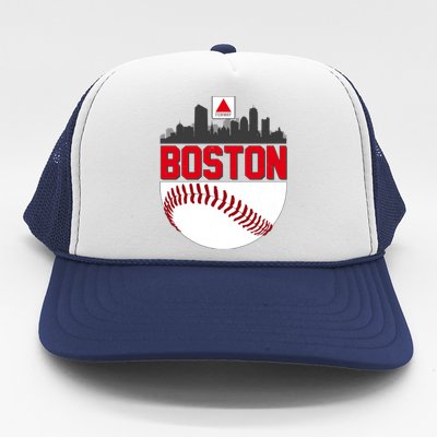 Boston Skyline Fenway Baseball Sports Logo Trucker Hat