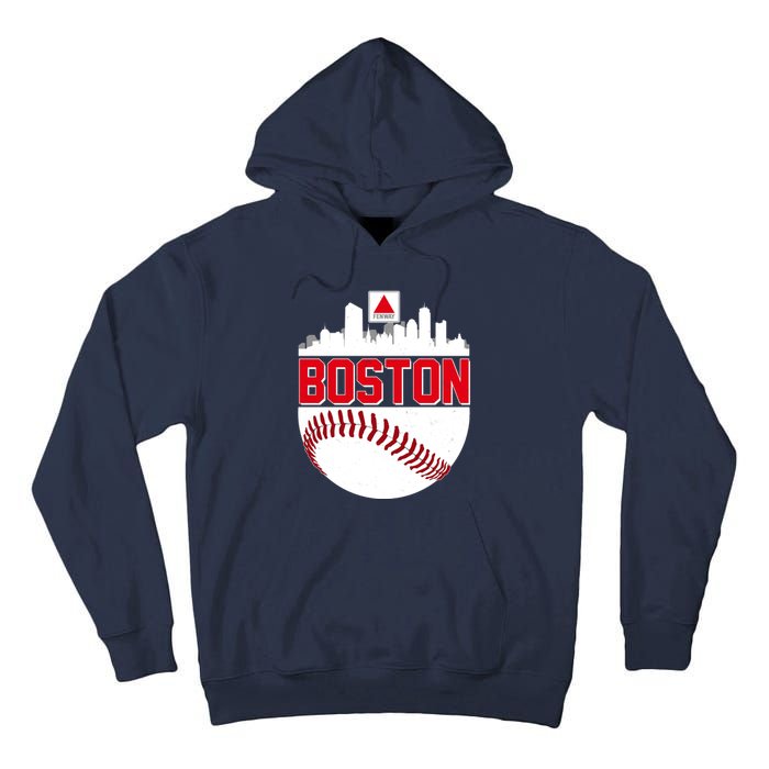 Boston Skyline Fenway Baseball Sports Logo Tall Hoodie