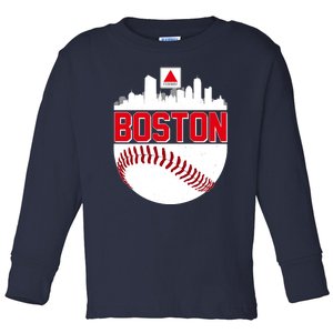 Boston Skyline Fenway Baseball Sports Logo Toddler Long Sleeve Shirt