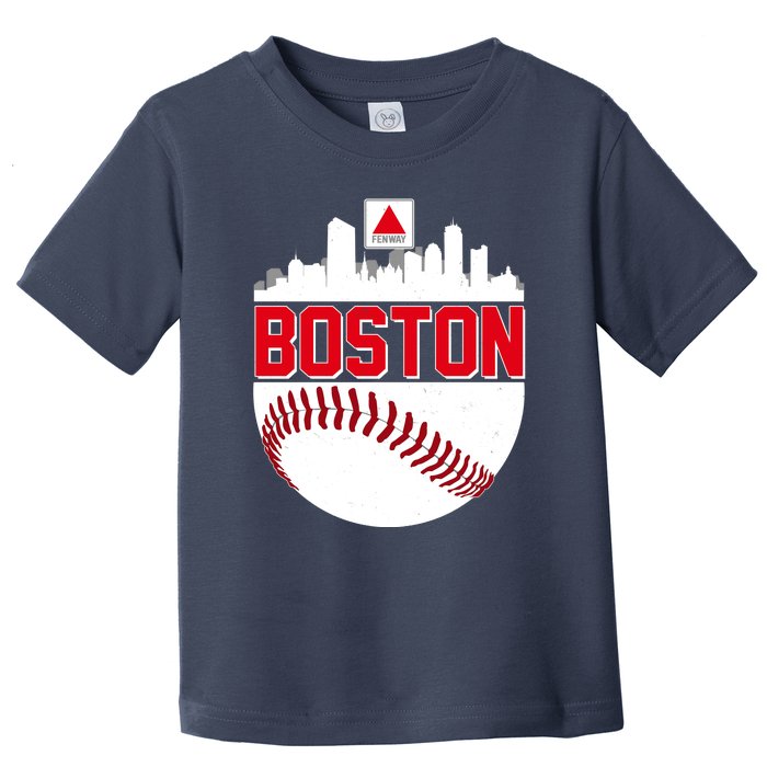 Boston Skyline Fenway Baseball Sports Logo Toddler T-Shirt