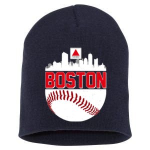 Boston Skyline Fenway Baseball Sports Logo Short Acrylic Beanie