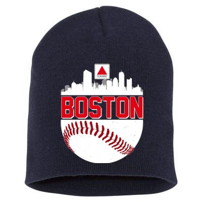 Boston Skyline Fenway Baseball Sports Logo Short Acrylic Beanie