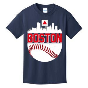 Boston Skyline Fenway Baseball Sports Logo Kids T-Shirt