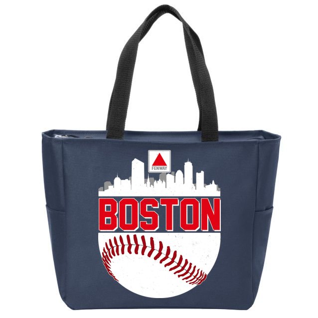 Boston Skyline Fenway Baseball Sports Logo Zip Tote Bag
