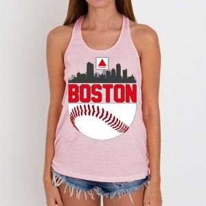 Boston Skyline Fenway Baseball Sports Logo Women's Knotted Racerback Tank