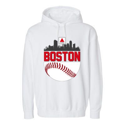 Boston Skyline Fenway Baseball Sports Logo Garment-Dyed Fleece Hoodie