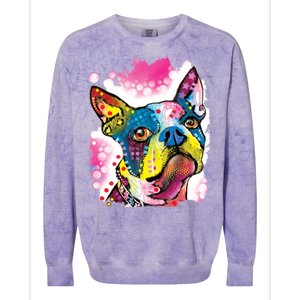 Boston Terrier Face Trippy Dog Colorblast Crewneck Sweatshirt