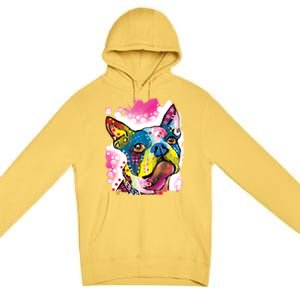 Boston Terrier Face Trippy Dog Premium Pullover Hoodie